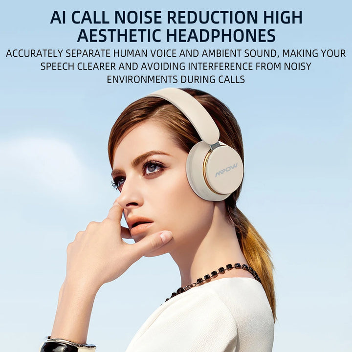 Mpow J2 ANC Wireless Bluetooth Headphones Upgraded Active Noise Reduction Over-Ear Headphones Long-lasting 24 Hours Playtime