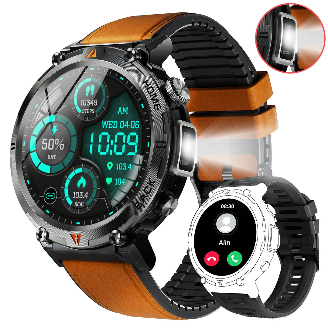 EIGIIS New Bluetooth Call Smart Watch Men Full Touch Screen Health Monitor Clock With Flashlight Men Smart