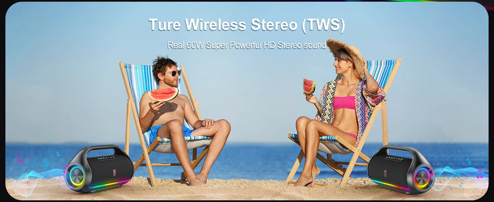 JYX Bluetooth Speaker, Portable Speaker with DJ Lights, Deep Subwoofer, Waterproof Outdoor Speaker with 2 Wireless Microphone