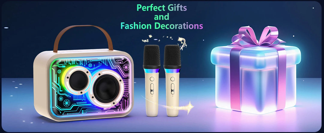 Kids Karaoke Machine, Mini Bluetooth Speaker with Microphone for Singing Home Party, Christmas Halloween Kids Birthday Easter