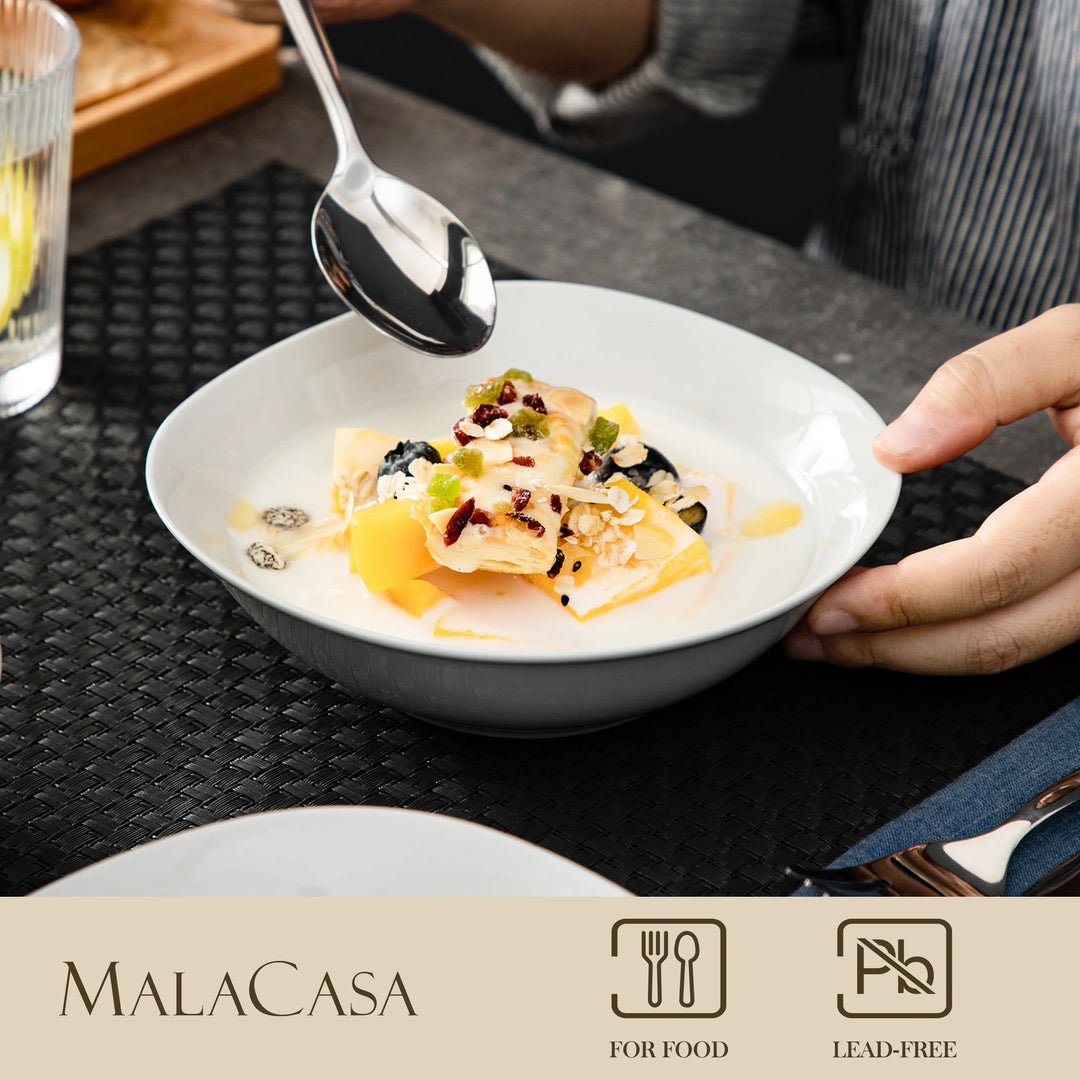 MALACASA Elisa 6-Piece 6.7 inch Soup Bowl Set Porcelain Cereal Salad Bowl Dessert Rice Pasta Bowl Kitchen Tool