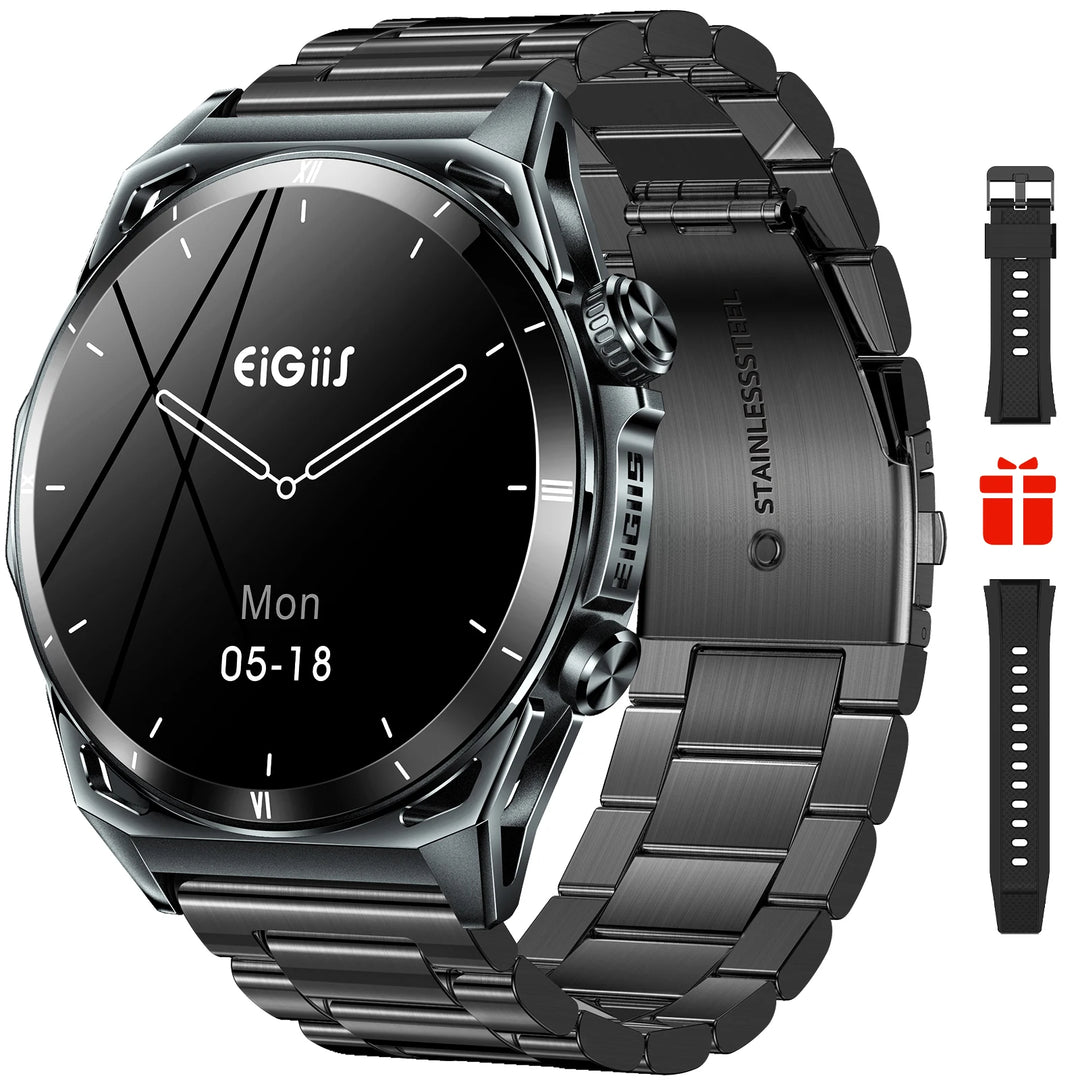 LaNikar New KE6 Smart Watch 1.43" AMOLED Display Men Black Sports Watch KE Series Bluetooth Call Health Monitor IP68 Waterproof