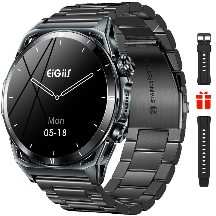 LaNikar New KE6 Smart Watch 1.43" AMOLED Display Men Black Sports Watch KE Series Bluetooth Call Health Monitor IP68 Waterproof