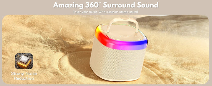 Portable Bluetooth Speaker, Wireless Mini Speaker with 2 Microphone, 5 Mode Voice Effect, LED Party Light