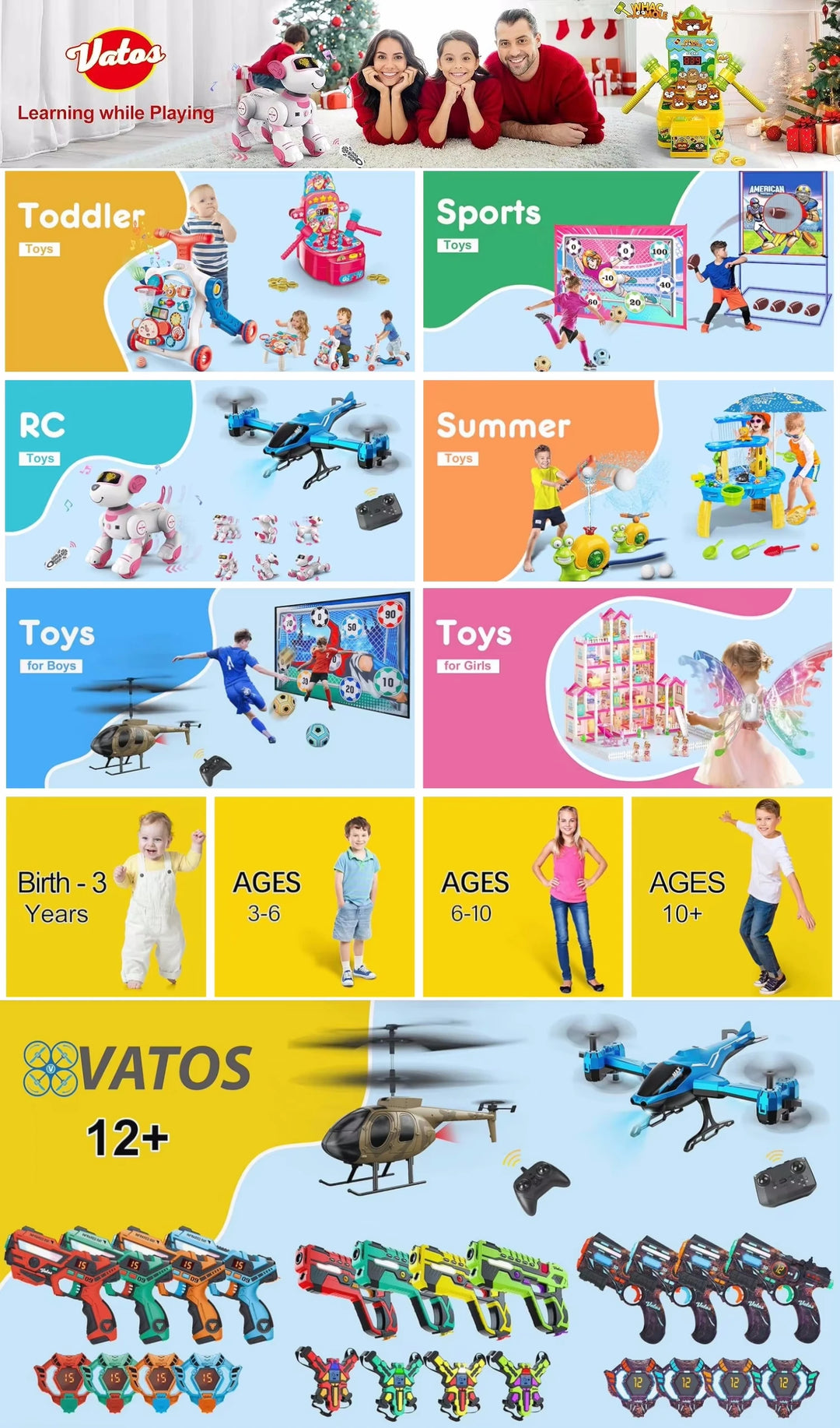 VATOS Laser Tag Battle Game Gun Set Electric Infrared Toy Guns Kids Infrared Laser Pistol For Boys Children Indoor Outdoor Game