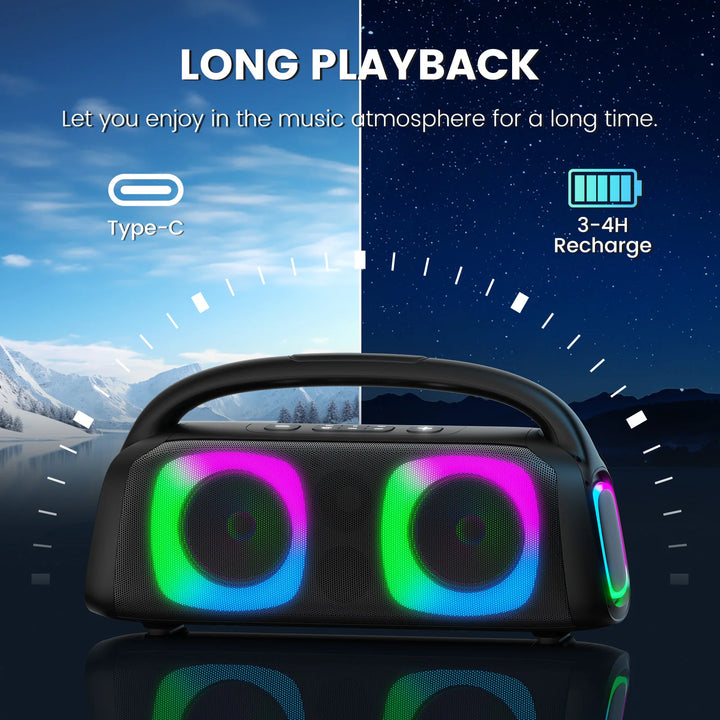 Karaoke Machine for Adults and Kids, Portable Bluetooth Speaker with Microphones, PA System with 2 Karaoke Microphones