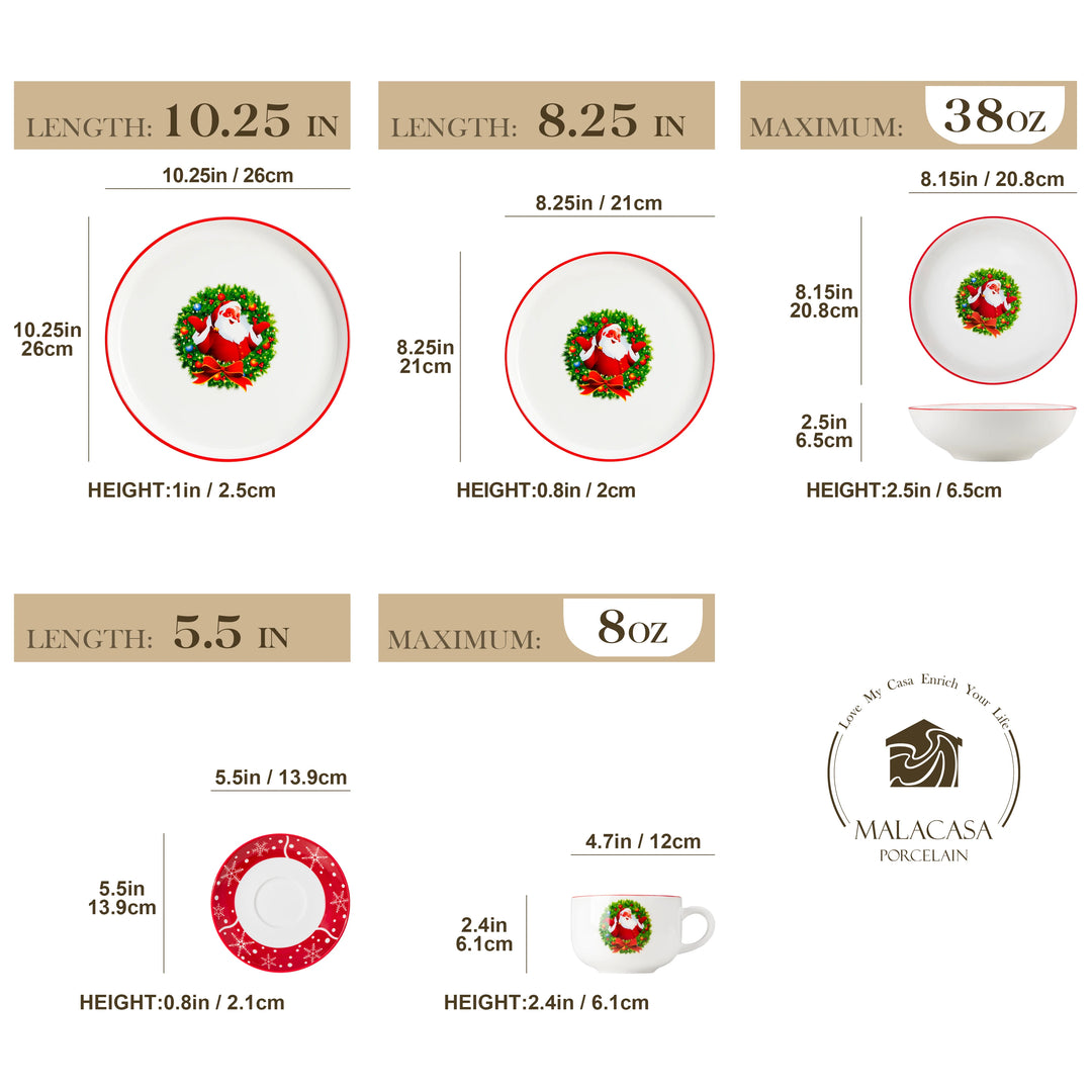 VEWEET 12/30 Piece Christmas Dinnerware Set Christmas Tree Ceramic Plate Set With 4/6pc Dinner Plate/Dessert/Soup/Bowl/Mug