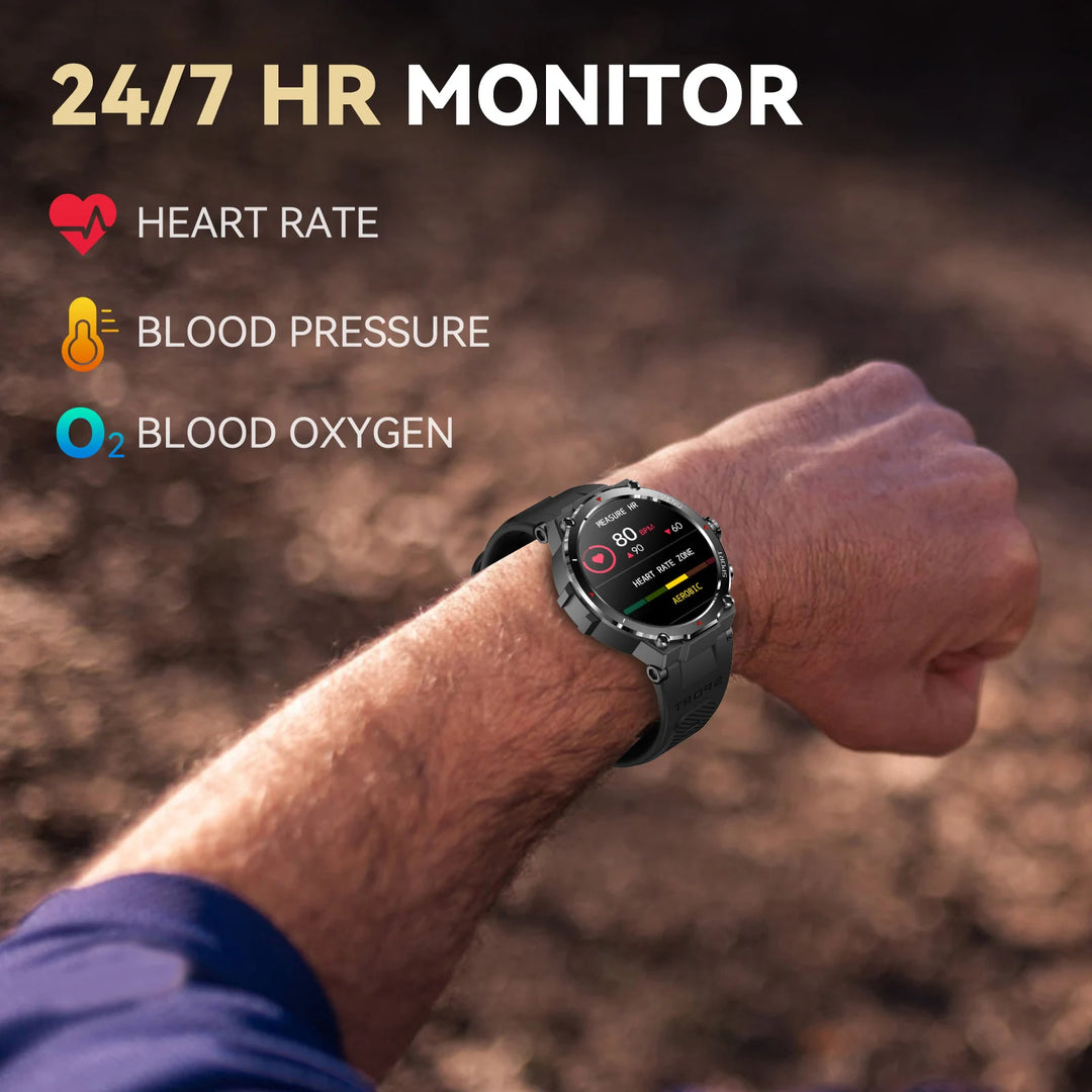 LaNikar Military Smart Watch for Men 1.32’’ HD Rugged Fitness Tracker with Heart Rate Sleep Monitor Pedometer for iPhone Android