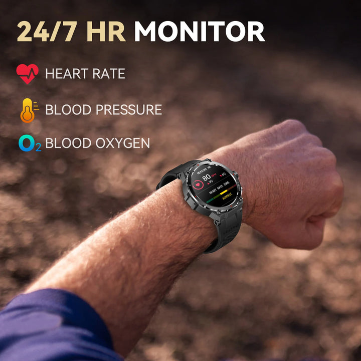 LaNikar Military Smart Watch for Men 1.32’’ HD Rugged Fitness Tracker with Heart Rate Sleep Monitor Pedometer for iPhone Android