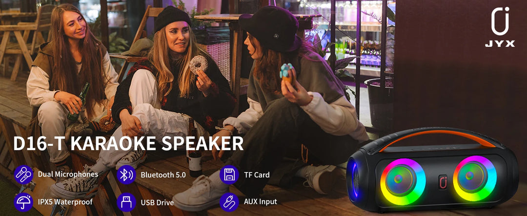 FanFun D16T Portable Bluetooth Speaker, Loud Boombox Speaker with Subwoofer, Powerful Deep Bass Stereo Sound, IP65 Waterproof