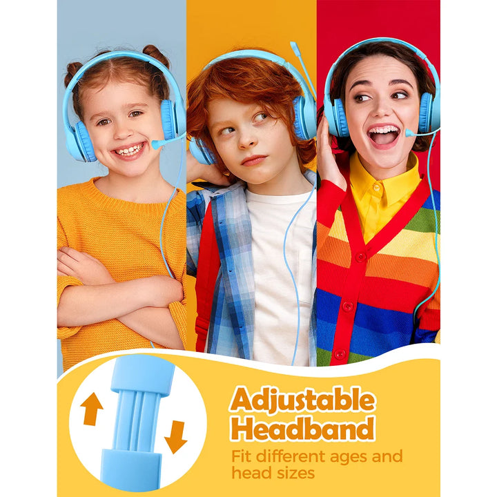 Mpow LH1 Kids Headphones with Microphone,Safe Volume Limiter 94dB,3.5mm Jack On-Ear Headset for Children Teens Girls Boys School