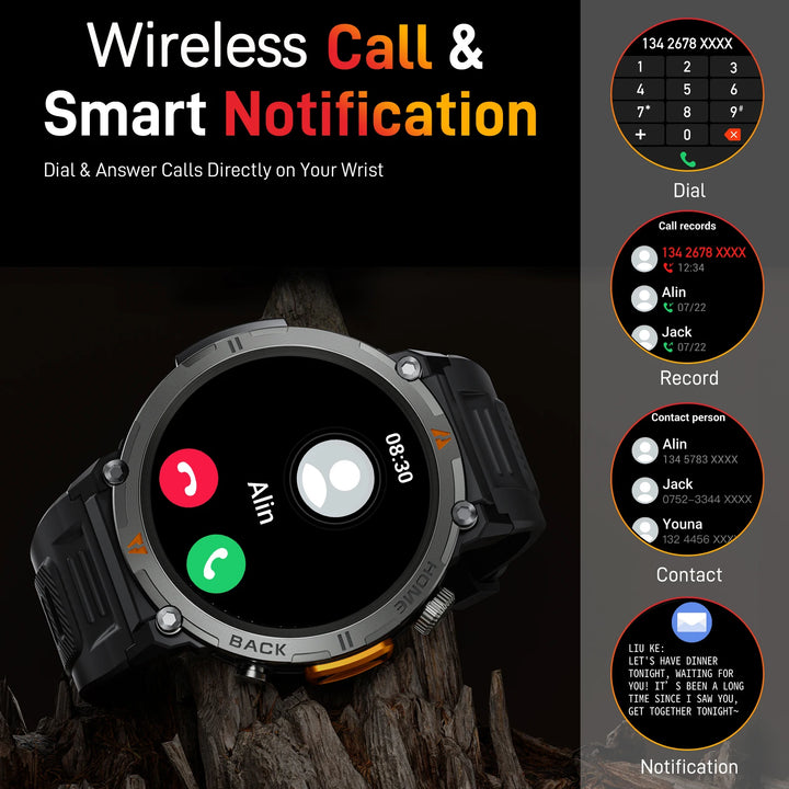 LaNikar KE3 Bluetooth Call Smart Watch Men Full Touch Screen Health Monitor Clock With Flashlight Men SmartWatch For ios Android