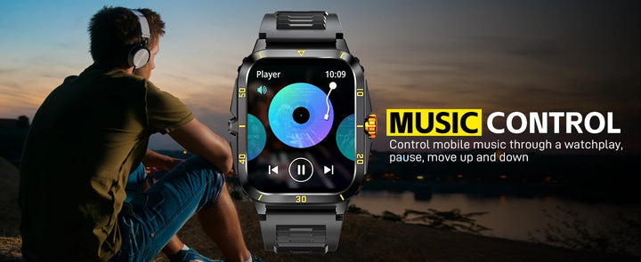 EIGIIS New Smart Watch 3ATM Waterproof Men 1.96" KT71 Fitness Tracker Heart Rate Bluetooth Call Camouflage Color Original Design