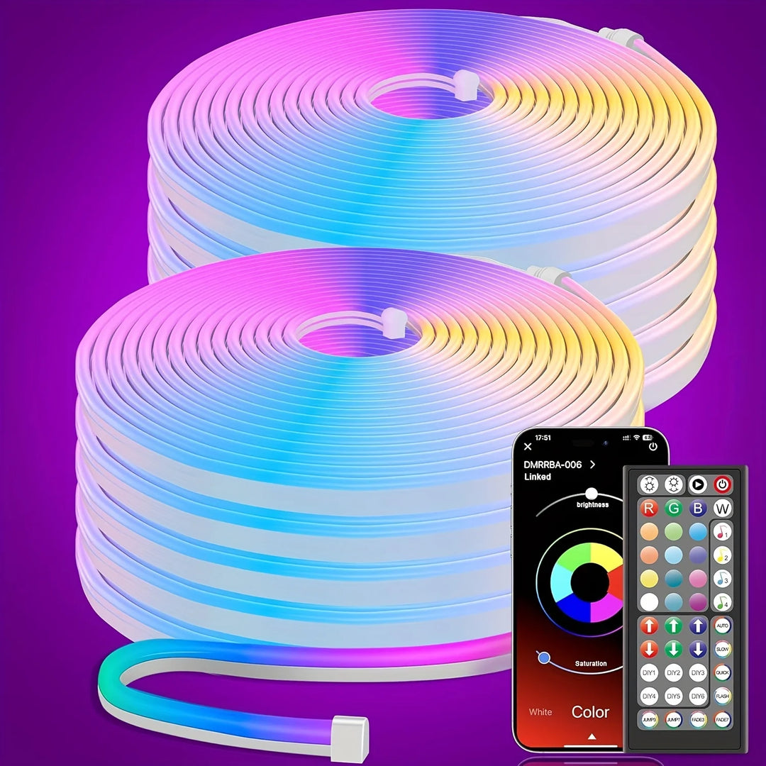 Outdoor Neon LED Rope Lights,  LED Lights For Bedroom Flexible LED Light Strip With Remote And APP Control RGB Lighting Strip