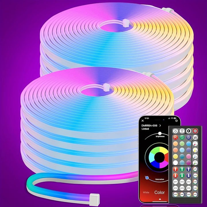 Outdoor Neon LED Rope Lights,  LED Lights For Bedroom Flexible LED Light Strip With Remote And APP Control RGB Lighting Strip