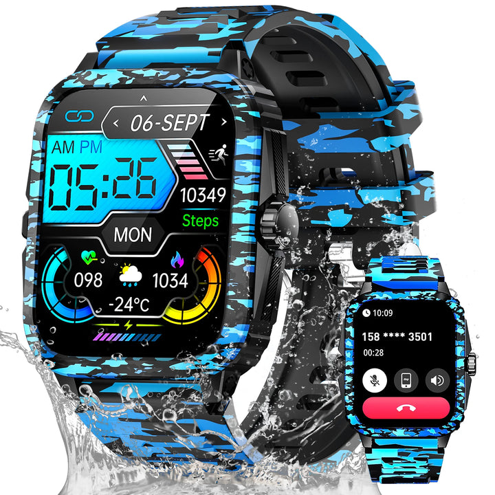 LaNikar New Smart Watch 3ATM Waterproof 1.96" IPS Screen Military KT71 Men 100+ Sport Mode Heart Rate Blood Pressure Bluetooth