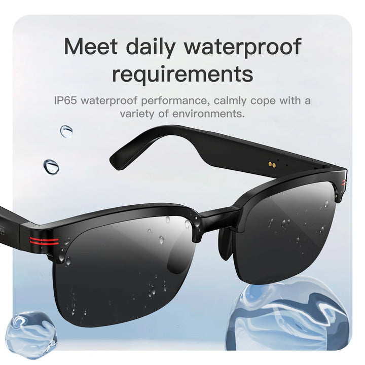 LaNikar New GS200 Smart Glasses Wireless Call Music Playback Half Frame Sunglasses With Blue Light UV Protection IP67 Waterproof