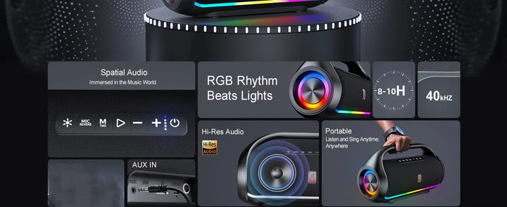 FanFun Bluetooth Speaker Output Power Bluetooth Speaker with Excellent Bass Performace Waterproof Camping Outdoor
