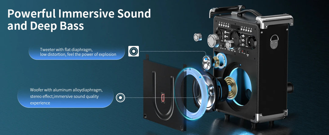 S8-T Kara Ok with 3 Microphones, Portable Bluetooth 5.3 Kara Ok Speaker, Suitable for Outdoor Activities