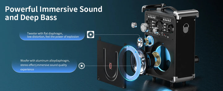 S8-T Kara Ok with 3 Microphones, Portable Bluetooth 5.3 Kara Ok Speaker, Suitable for Outdoor Activities