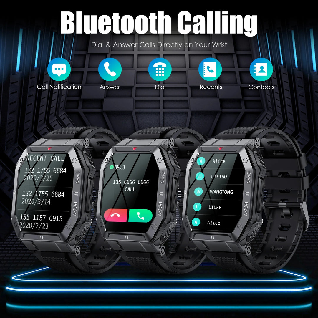 LaNikar 1.85'' HD New Military Smart Watch Men Bluetooth Call Heart Rate Blood Oxygen Detection Sport Smartwatch
