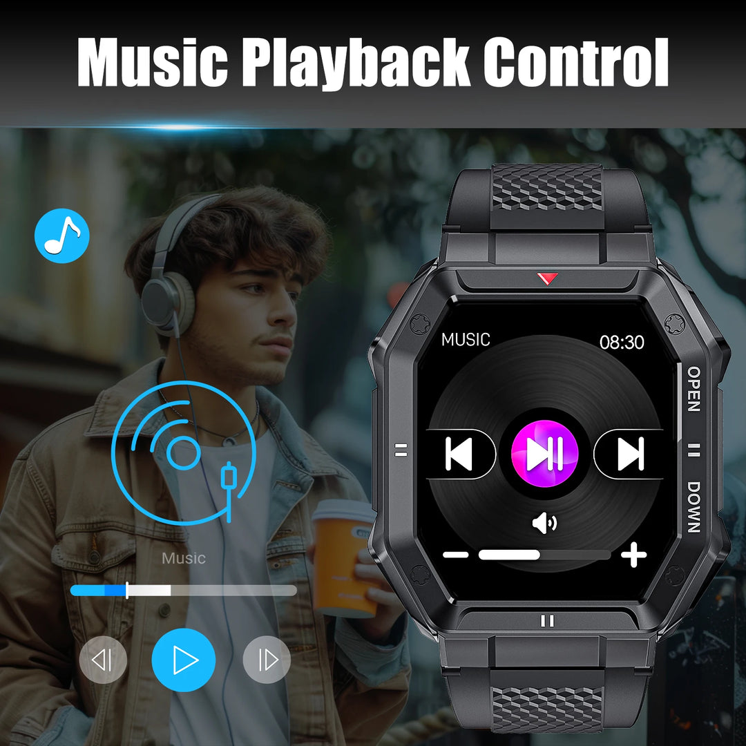LaNikar 1.85'' HD New Military Smart Watch Men Bluetooth Call Heart Rate Blood Oxygen Detection Sport Smartwatch