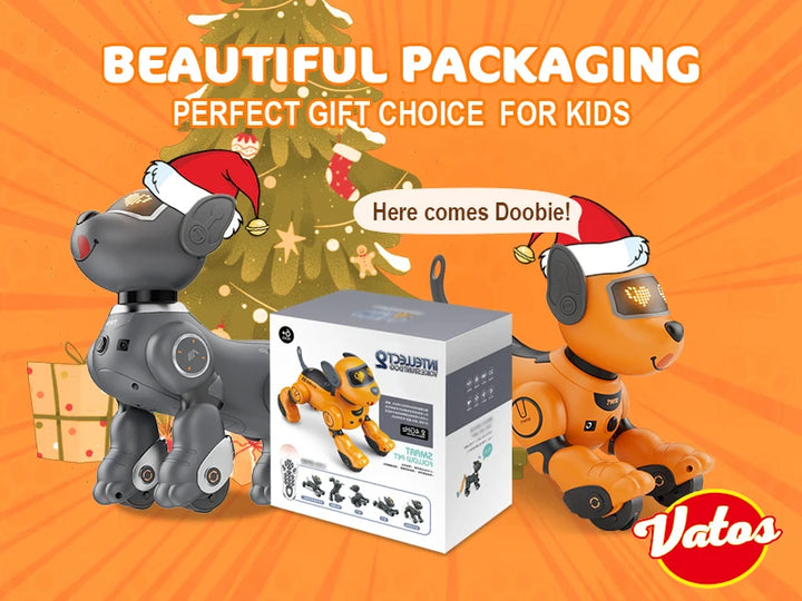 VATOS Robot Dog Toy for Kids Voice 2.4GHz Remote Control Robot Pet Touch Sensor 20+ Mode Puppy Toy for Kids Girls Orange