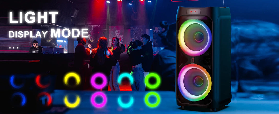 Karaoke Machine with 2 Wireless Microphones, Portable Bluetooth Speaker for Adults & Kids, Big Party PA System with Disco Lights