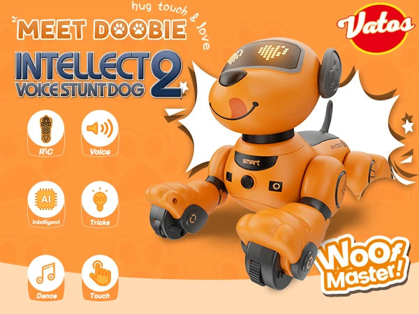 VATOS Robot Dog Toy for Kids Voice 2.4GHz Remote Control Robot Pet Touch Sensor 20+ Mode Puppy Toy for Kids Girls Orange