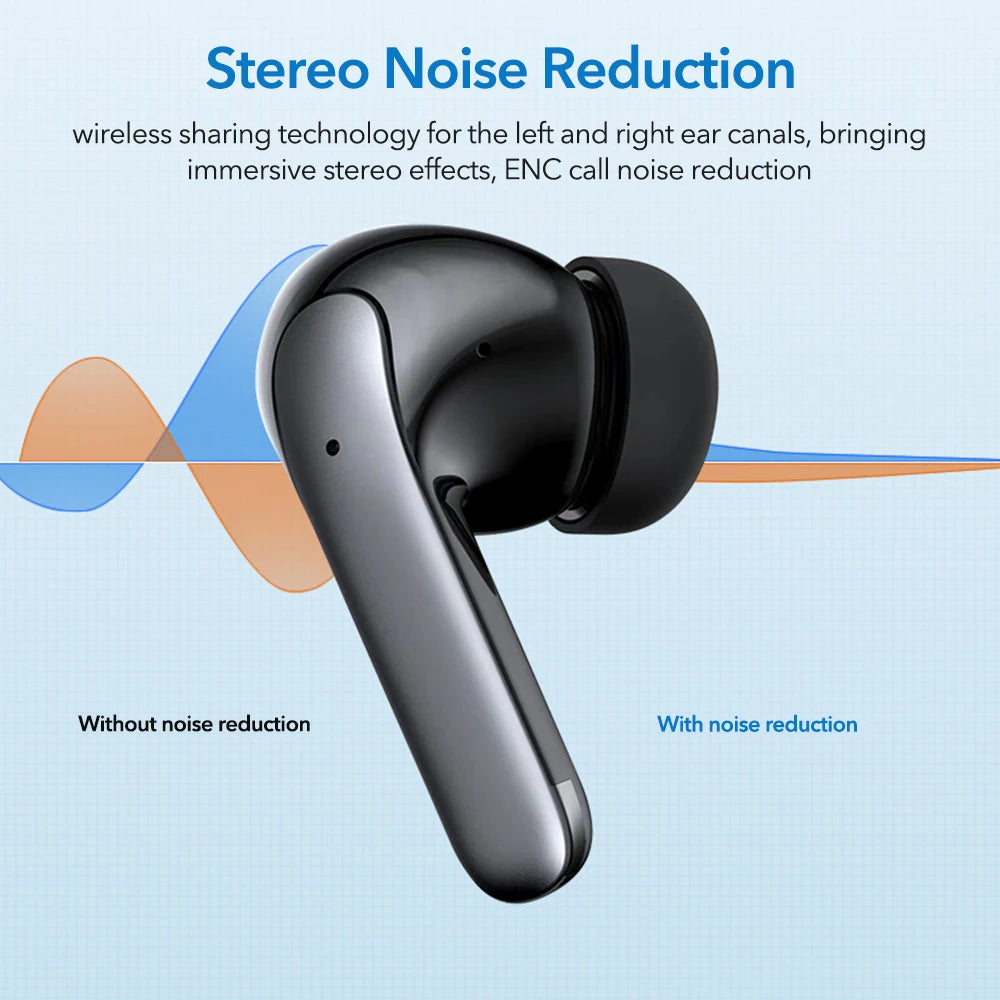 Mpow S42A Wireless Headphones Active Noise Cancelling 5.3 Bluetooth Earphones 30H Playback In-Ear ANC TWS Earbuds for Smartphone