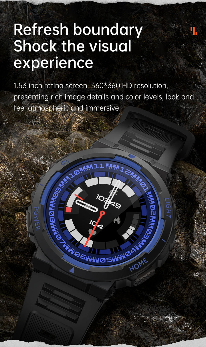 EIGIIS New Smart Watch Men 3ATM Waterproof 1.53" KT75 Outdoor Sports With LED Flashlight Health Monitoring Bluetooth Call