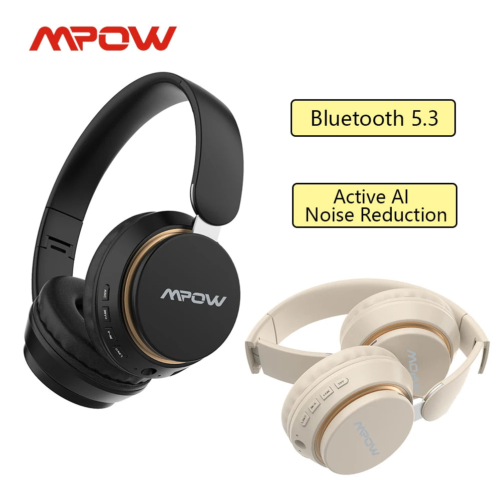Mpow J2 ANC Wireless Bluetooth Headphones Upgraded Active Noise Reduction Over-Ear Headphones Long-lasting 24 Hours Playtime