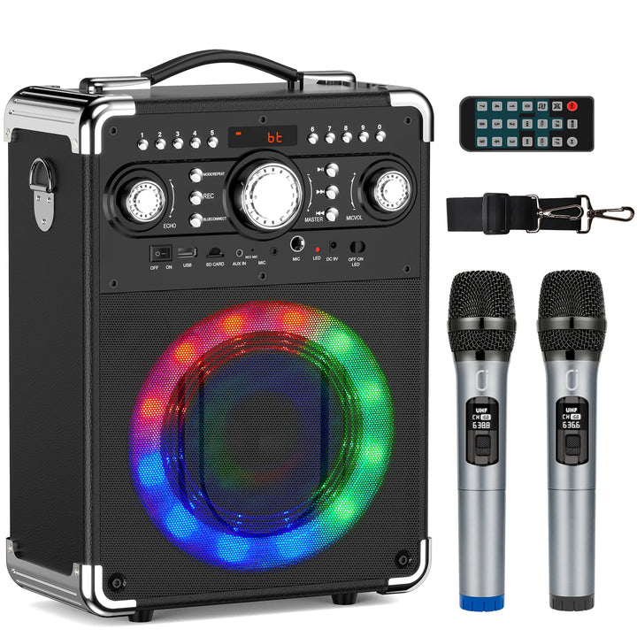 S8 Kara Ok with 2 Microphones, Portable Bluetooth 5.3 Kara Ok Speaker, Suitable for Outdoor Activities, Parties and Parties