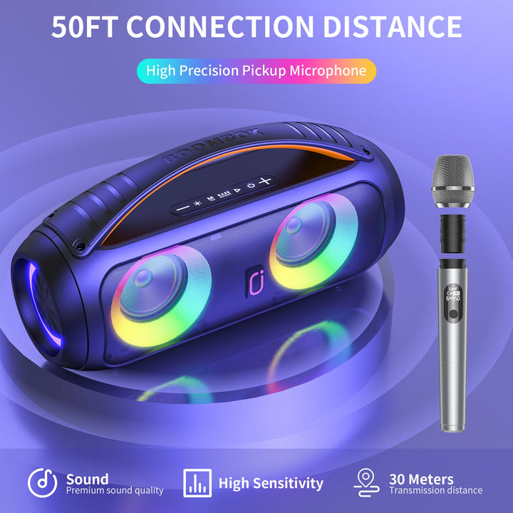 FanFun D16T Portable Bluetooth Speaker, Loud Boombox Speaker with Subwoofer, Powerful Deep Bass Stereo Sound, IP65 Waterproof