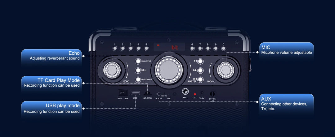 S8-T Kara Ok with 3 Microphones, Portable Bluetooth 5.3 Kara Ok Speaker, Suitable for Outdoor Activities