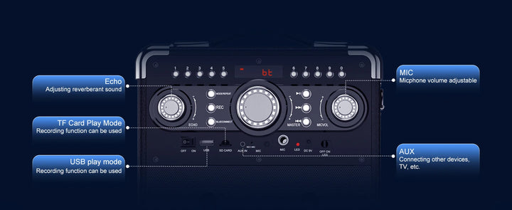 S8-T Kara Ok with 3 Microphones, Portable Bluetooth 5.3 Kara Ok Speaker, Suitable for Outdoor Activities