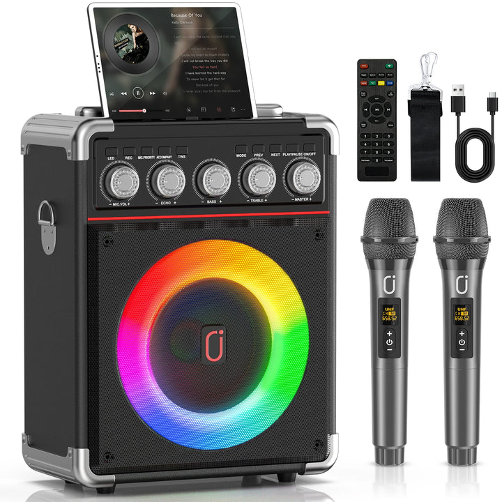 Dual Wireless Microphone with Satchel Bluetooth Karaoke Audio, TX05 with Bt, Usb, Tf Card, Fm, Recording, with Tws,Reverberation