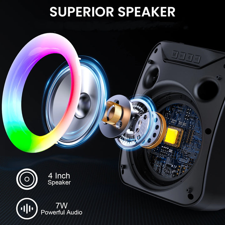 JYX Wireless Speaker, Portable Bluetooth Speaker with Wired Microphone, Home Karaoke Speaker System, LED Party Light