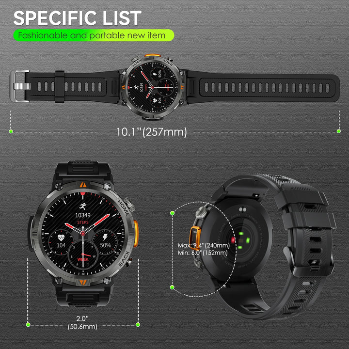 LaNikar KE3 Bluetooth Call Smart Watch Men Full Touch Screen Health Monitor Clock With Flashlight Men SmartWatch For ios Android