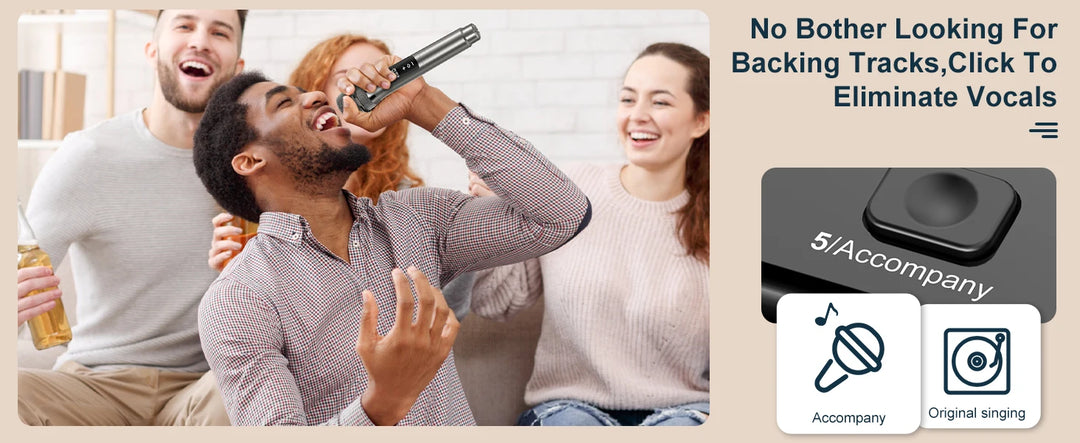 FanFun Bluetooth Speaker, Portable Wireless Speaker with FM Radio, Karaoke Machine with 2 Microphone, Home Karaoke System