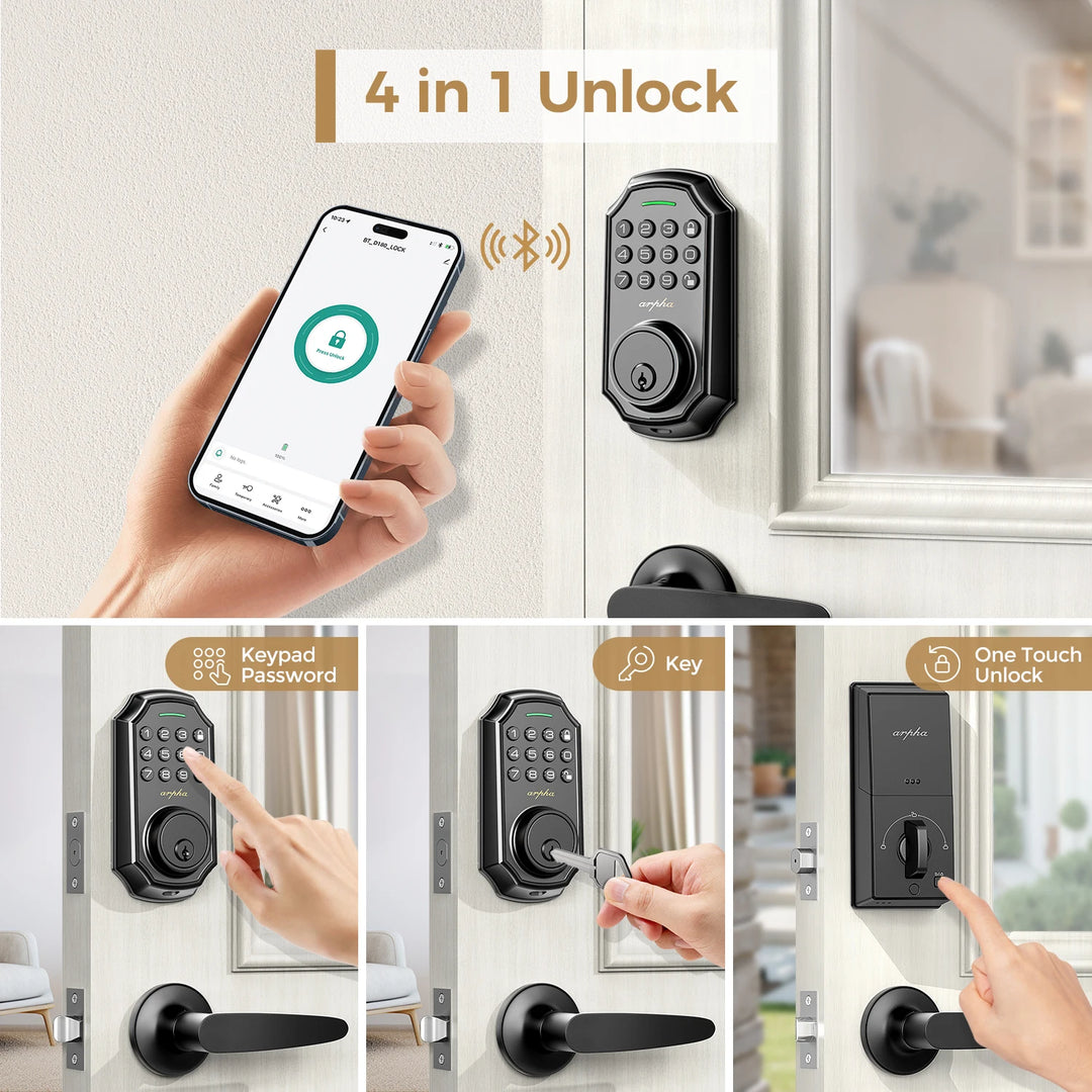 Arpha Smart Door Lock D180H Electronic Lock Bluetooth Door Lock 100 Password App Control Combination Lock Long Battery Life