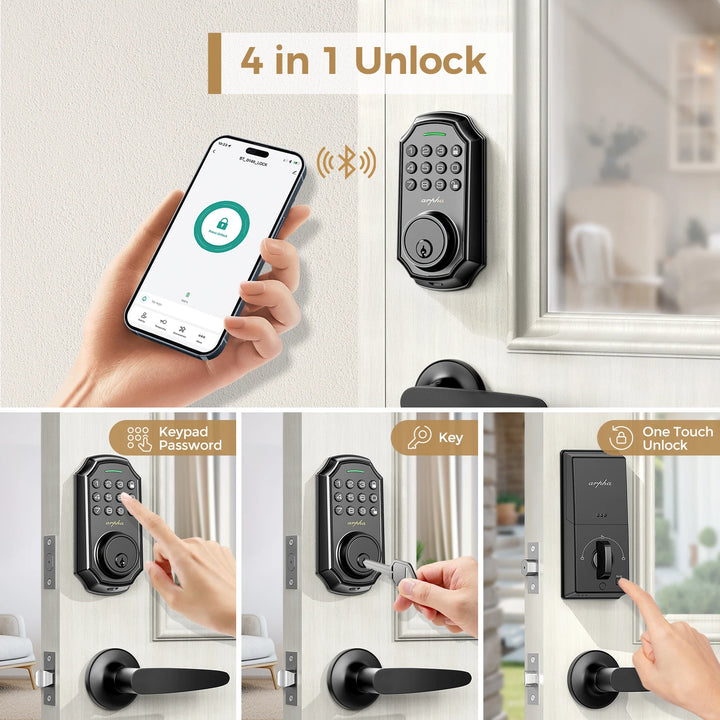 Arpha Smart Door Lock D180H Electronic Lock Bluetooth Door Lock 100 Password App Control Combination Lock Long Battery Life