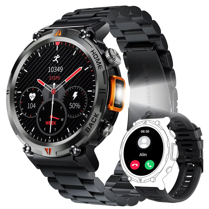 LaNikar KE3 Bluetooth Call Smart Watch Men Full Touch Screen Health Monitor Clock With Flashlight Men SmartWatch For ios Android