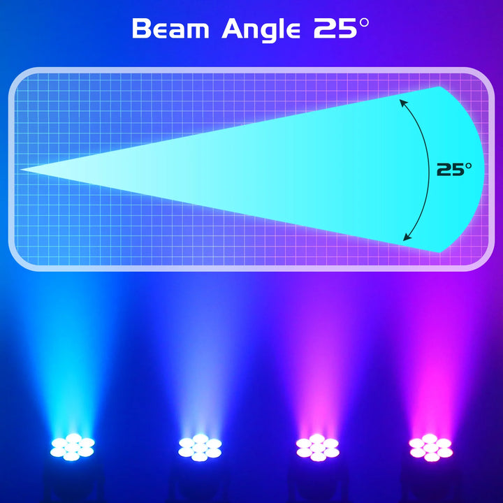 U`King 4Pcs 50W Moving Head Stage Lights 7X4W RGBW LED Beam SpotlightS DMX DJ Light For Disco Music Wedding Party Dance Club KTV