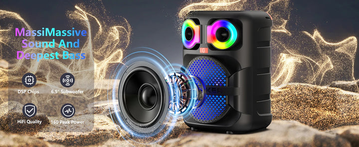 FanFun Karaoke Speaker, Home Karaoke Machine with 2 Microphone, Portable Bluetooth Speaker with LED Party Light, T28-T