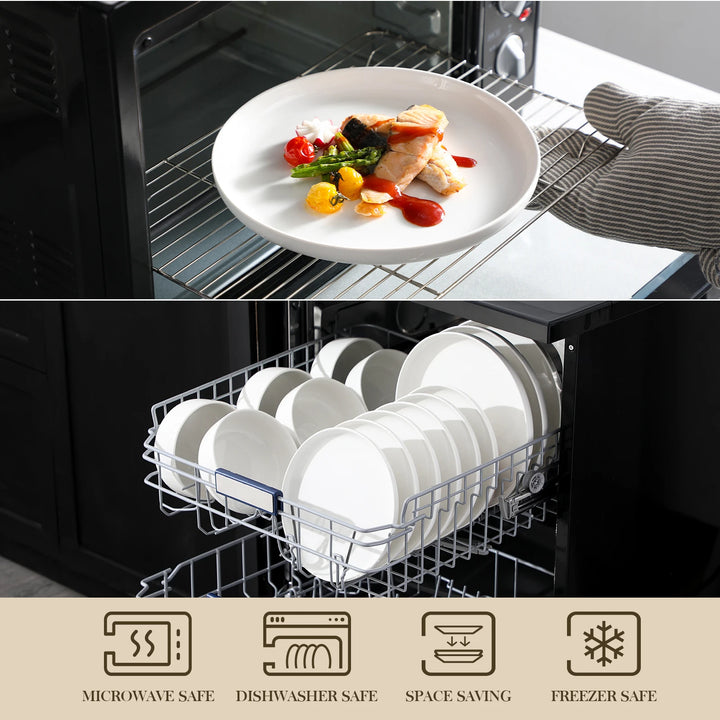 MALACASA 18/36-Piece Ceramic Plate Porcelain Dinnerware Set with 6/12 Pcs Dinner/Dessert Plates,Bowl Tableware Set for 6/12