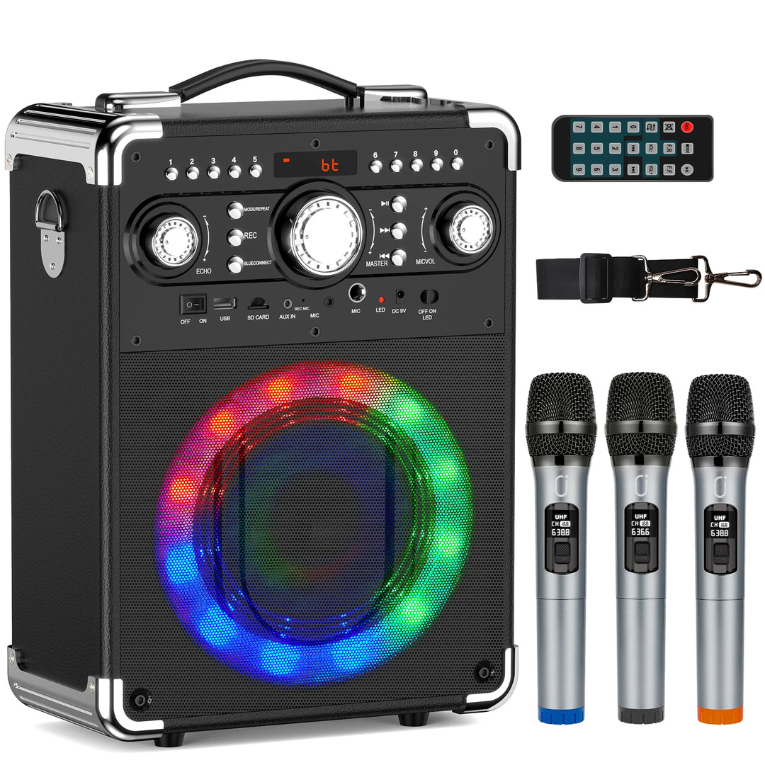 S8-T Kara Ok with 3 Microphones, Portable Bluetooth 5.3 Kara Ok Speaker, Suitable for Outdoor Activities