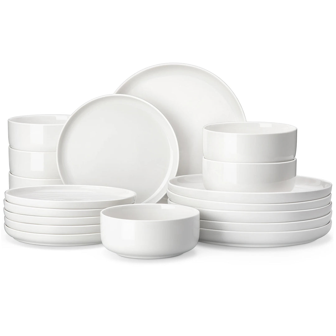 MALACASA 18/36-Piece Ceramic Plate Porcelain Dinnerware Set with 6/12 Pcs Dinner/Dessert Plates,Bowl Tableware Set for 6/12