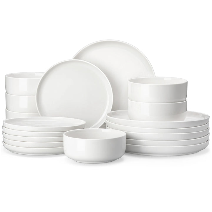 MALACASA 18/36-Piece Ceramic Plate Porcelain Dinnerware Set with 6/12 Pcs Dinner/Dessert Plates,Bowl Tableware Set for 6/12