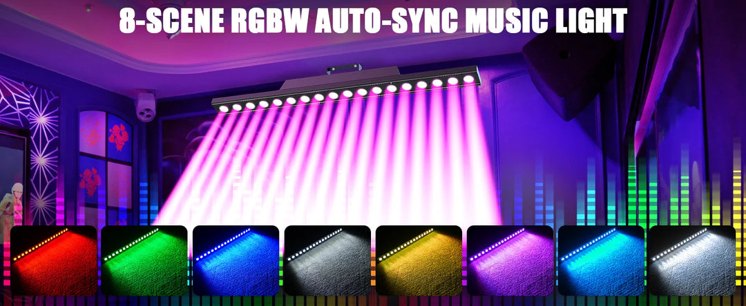 U'King 1/2/4Pcs 120W Wall Washer Lights 18X8W RGBW LED Stage Light Bar With White Fill Lighting For Wedding Party KTV Club Event